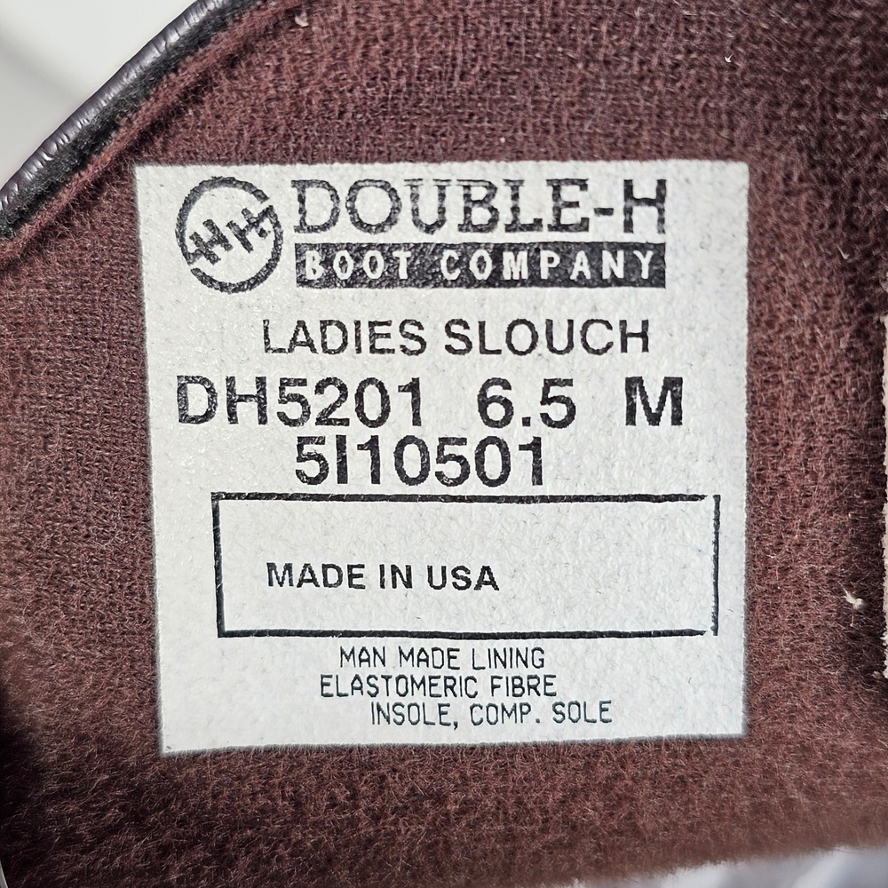 Double-H Ladies Slouch Brown Suede Western Cowboy Boots DH5201 Metal Toe USA 6.5 - Picture 7 of 7
